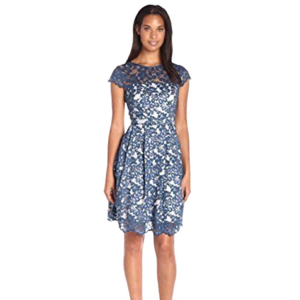 Eliza J Blue Lace Fit And Flare Dress, Size 12‎